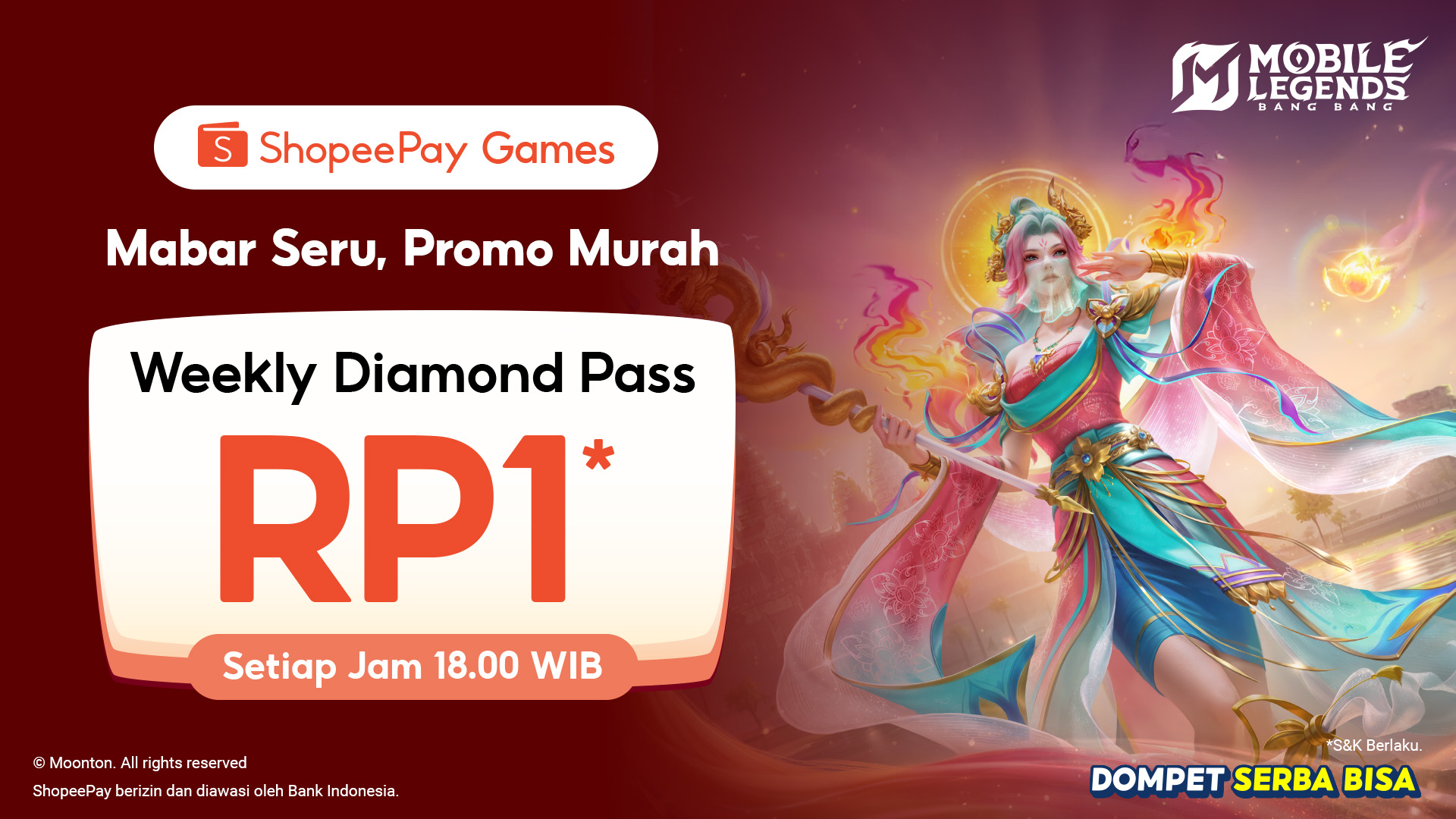 ShopeePay Kembali Hadirkan Promo Weekly Diamond Pass MLBB Rp1, Bantu Gamers Beli Skin Dalam Game Lebih Hemat